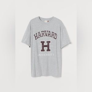 Oversized Harvard Printed T-shirt - Women’s Size XS